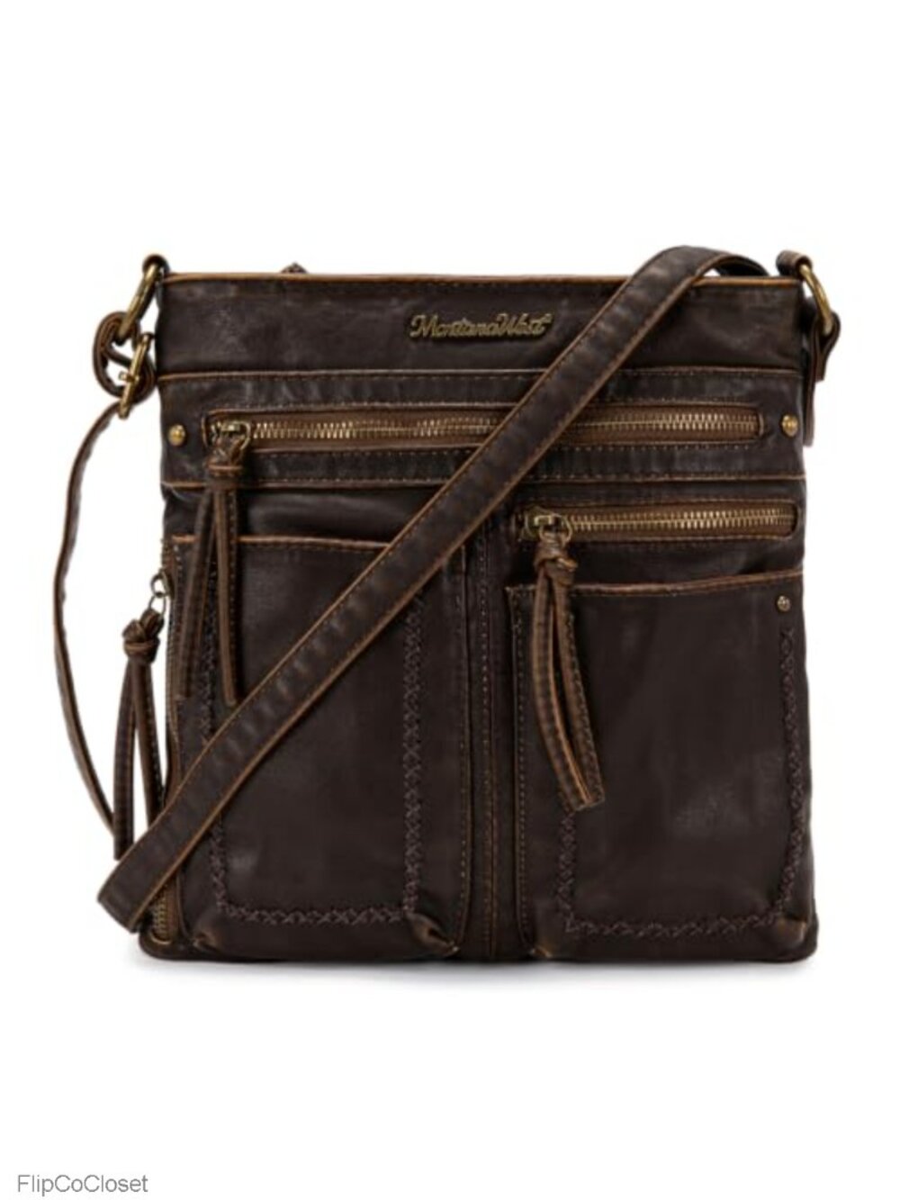 Montana West Crossbody Bag Washed Vegan Leather Multi Pocket Shoulder Purse